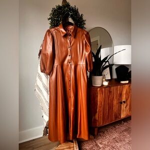 Elegant Brown Leather Dress
